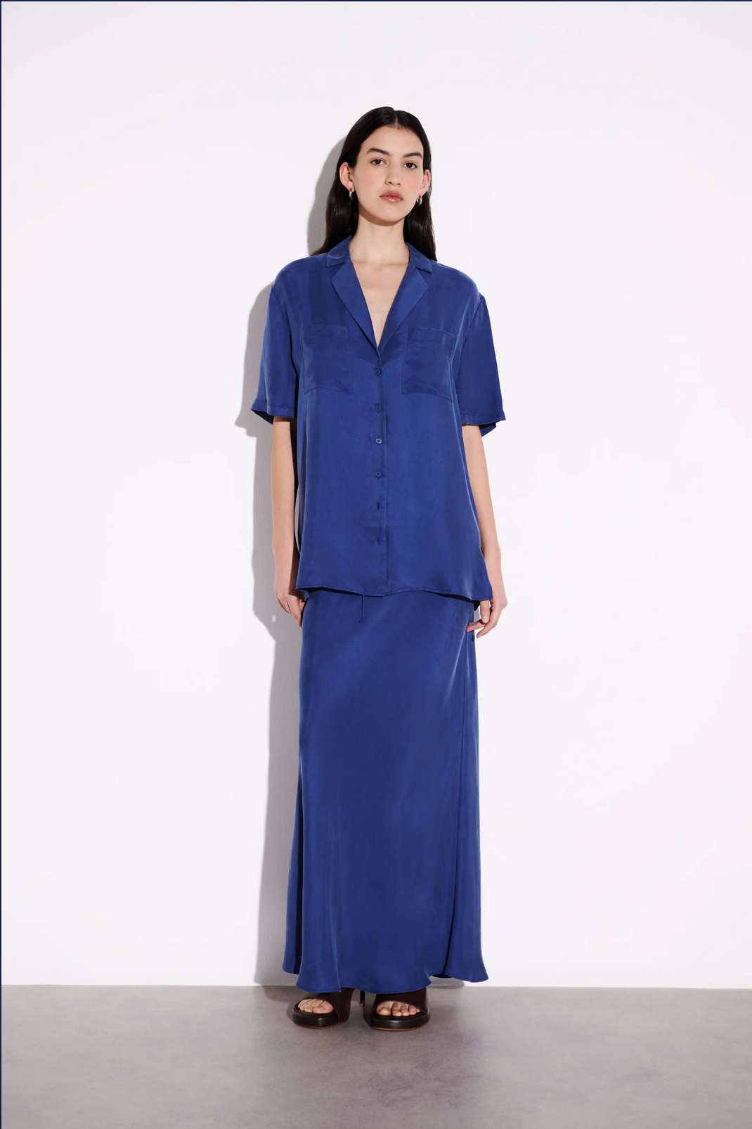 HAYZE CUPRO MAXI SKIRT | INDIGO