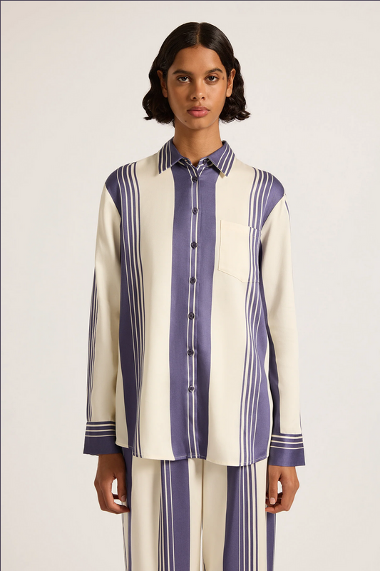 ALBION TENCEL SHIRT | STORM STRIPE