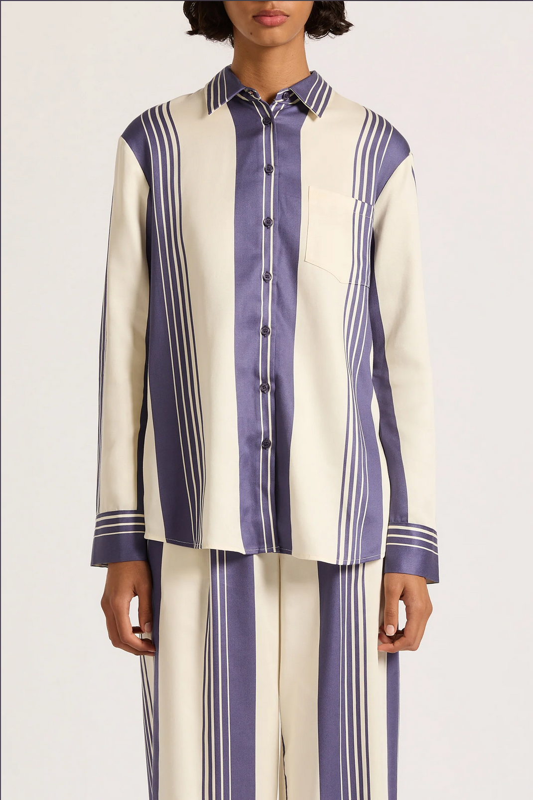 ALBION TENCEL SHIRT | STORM STRIPE