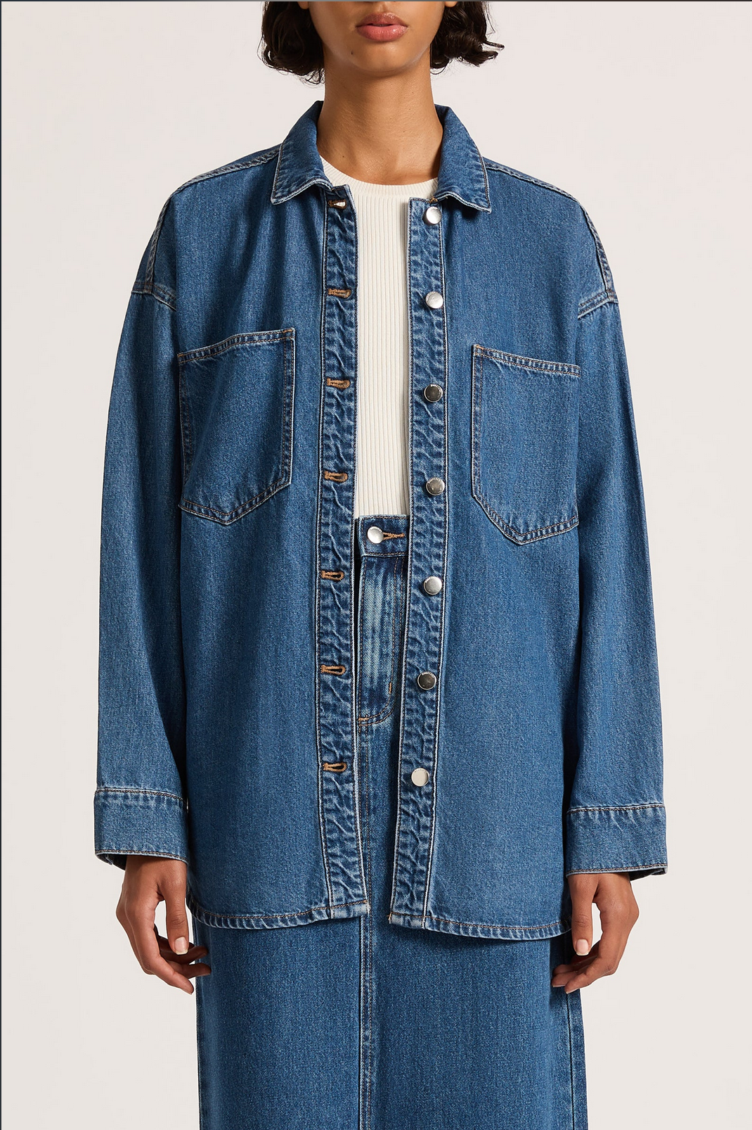 ORGANIC DENIM OVERSHIRT | VINTAGE BLUE