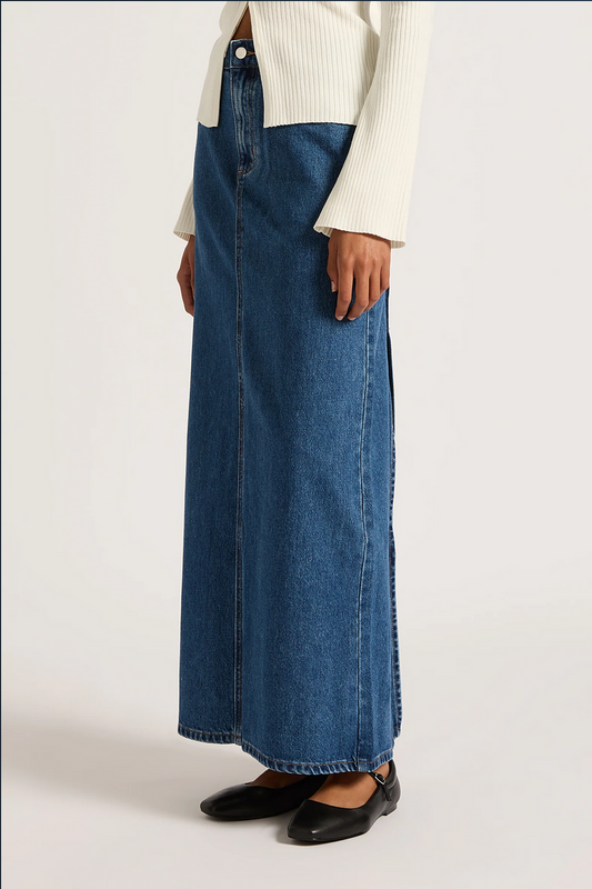 ORGANIC DENIM MAXI SKIRT | VINTAGE BLUE