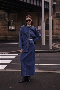 ORGANIC DENIM MAXI SKIRT | VINTAGE BLUE