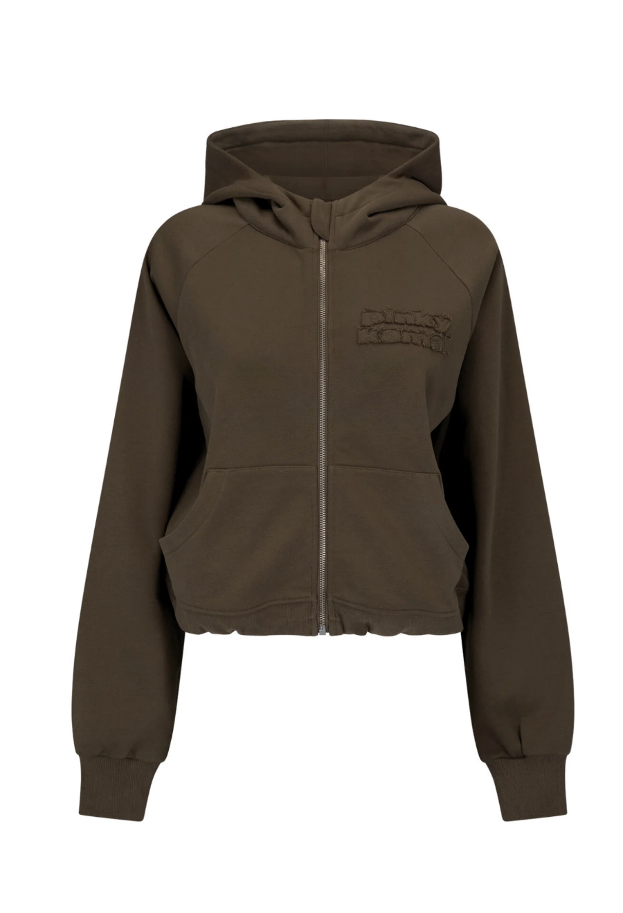 CROPPED ZIPPER HOODIE | KHAKI