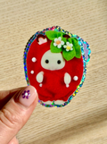 STRAWBERRY BUNNY GLITTER STICKER