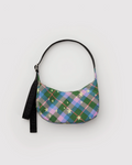SMALL NYLON CRESCENT BAG | GREEN STAR PLAID