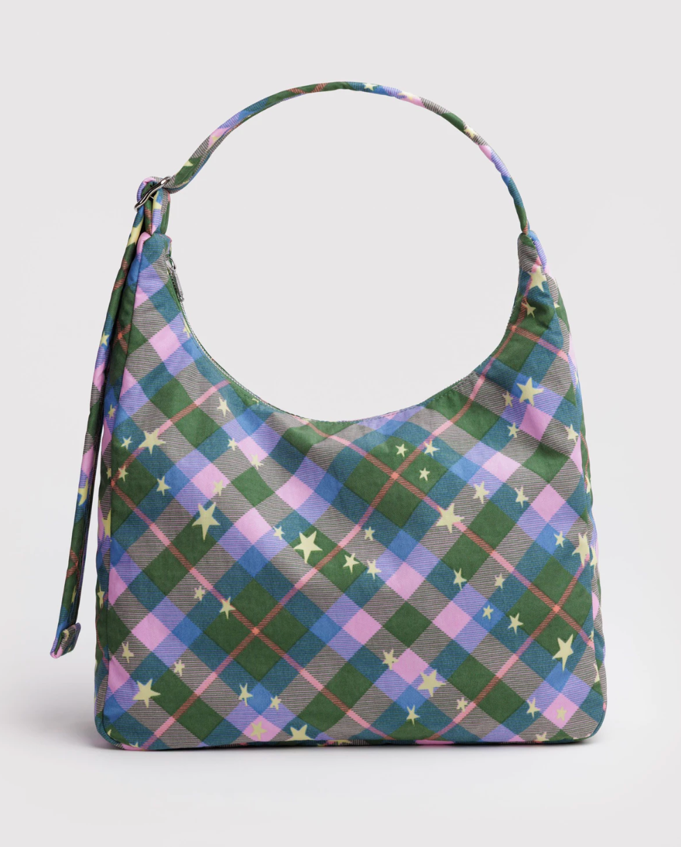 NYLON SHOULDER BAG | GREEN STAR PLAID