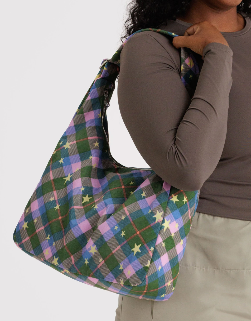 NYLON SHOULDER BAG | GREEN STAR PLAID
