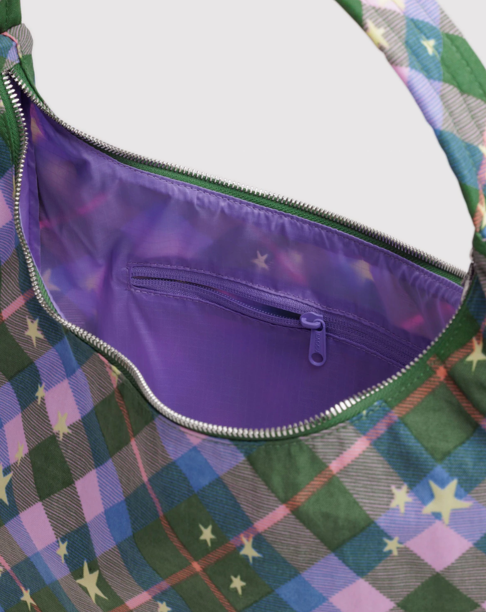 NYLON SHOULDER BAG | GREEN STAR PLAID