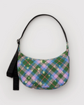 MEDIUM NYLON CRESCENT BAG | GREEN STAR PLAID