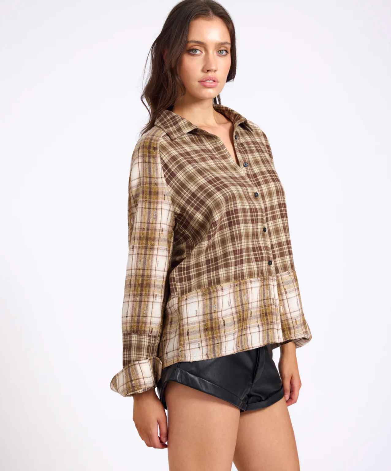 RODEO RUST PATCHWORK FLANNEL SHIRT | BROWN