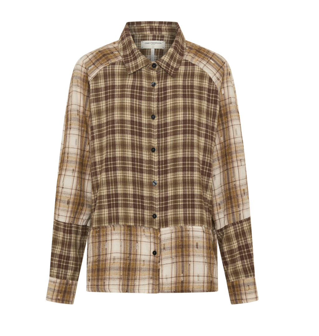 RODEO RUST PATCHWORK FLANNEL SHIRT | BROWN