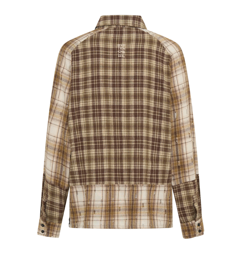 RODEO RUST PATCHWORK FLANNEL SHIRT | BROWN