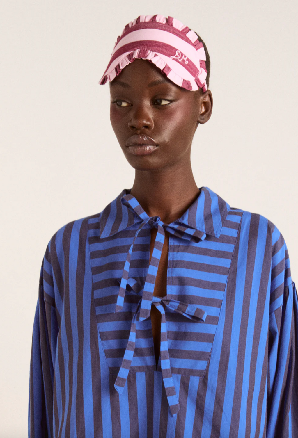 DAMSON PJ EYEMASK | BURG/PINK WIDE STRIPE
