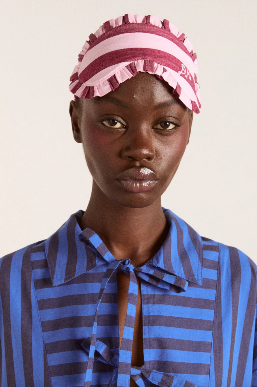 DAMSON PJ EYEMASK | BURG/PINK WIDE STRIPE