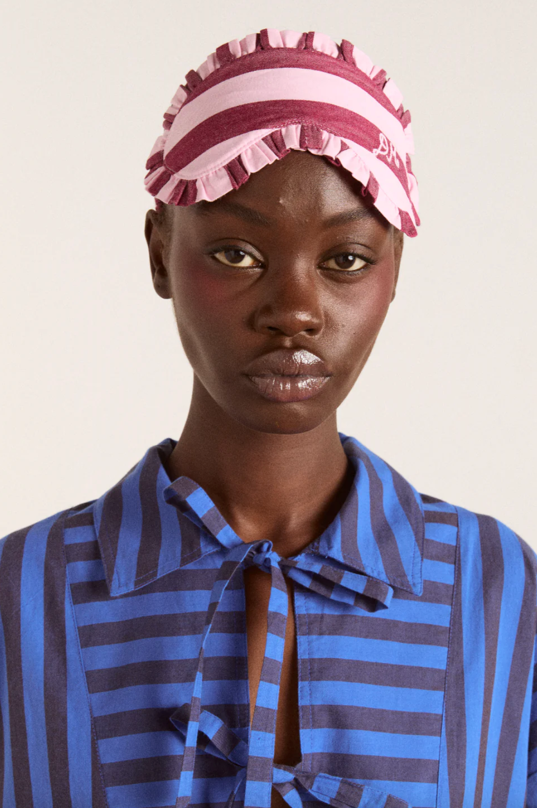 DAMSON PJ EYEMASK | BURG/PINK WIDE STRIPE