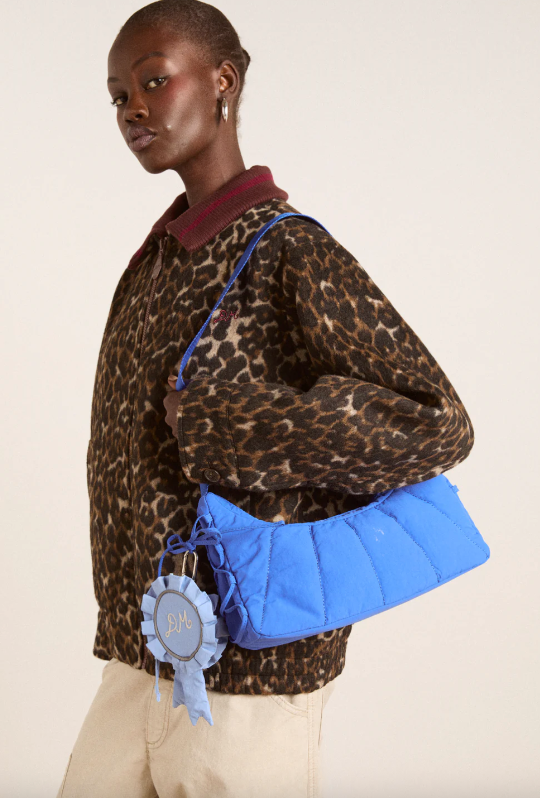 ROSETTE POUCH BAG CHARM PURSE | BLUE