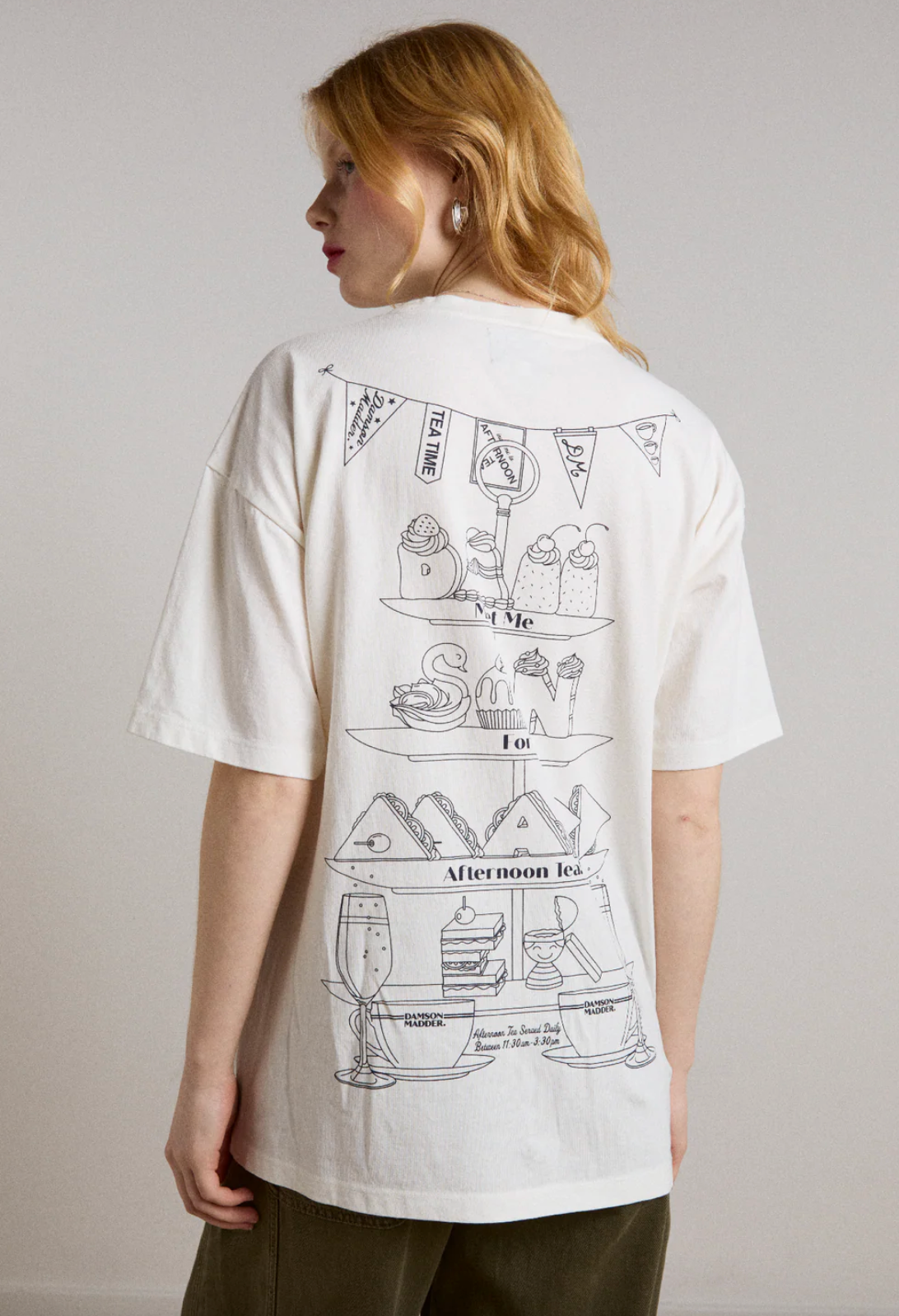 Damson Madder Afternoon Tea Boyfriend Tee White