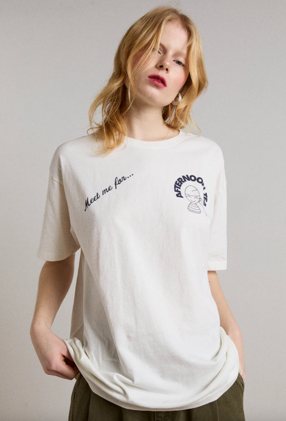 Damson Madder Afternoon Tea Boyfriend Tee White