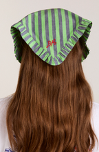 Damson Madder Tie Head Scarf Navy/lime Stripe