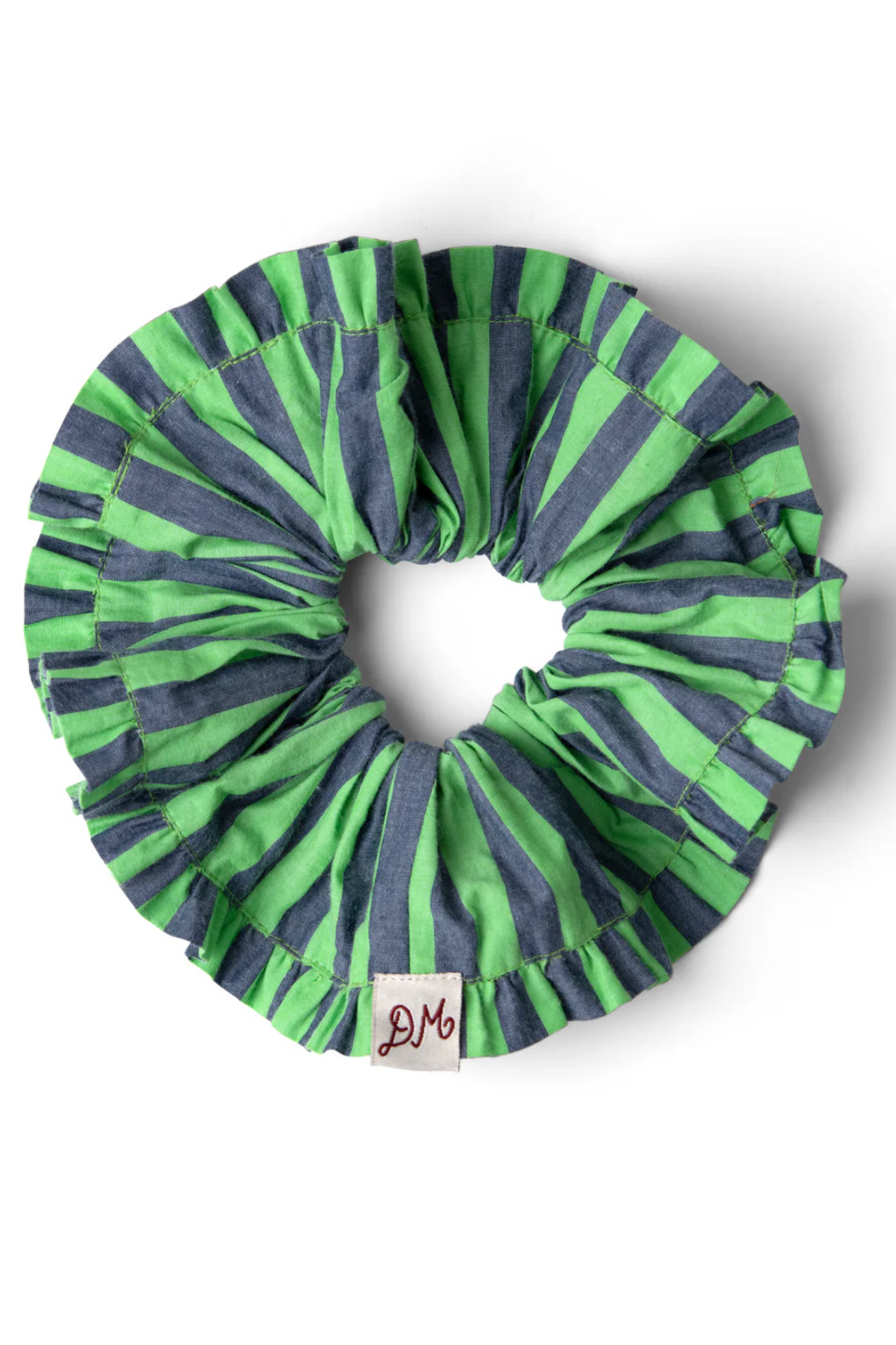 FRILL EDGE SCRUNCHIE | NAVY POP GREEN STRIPE