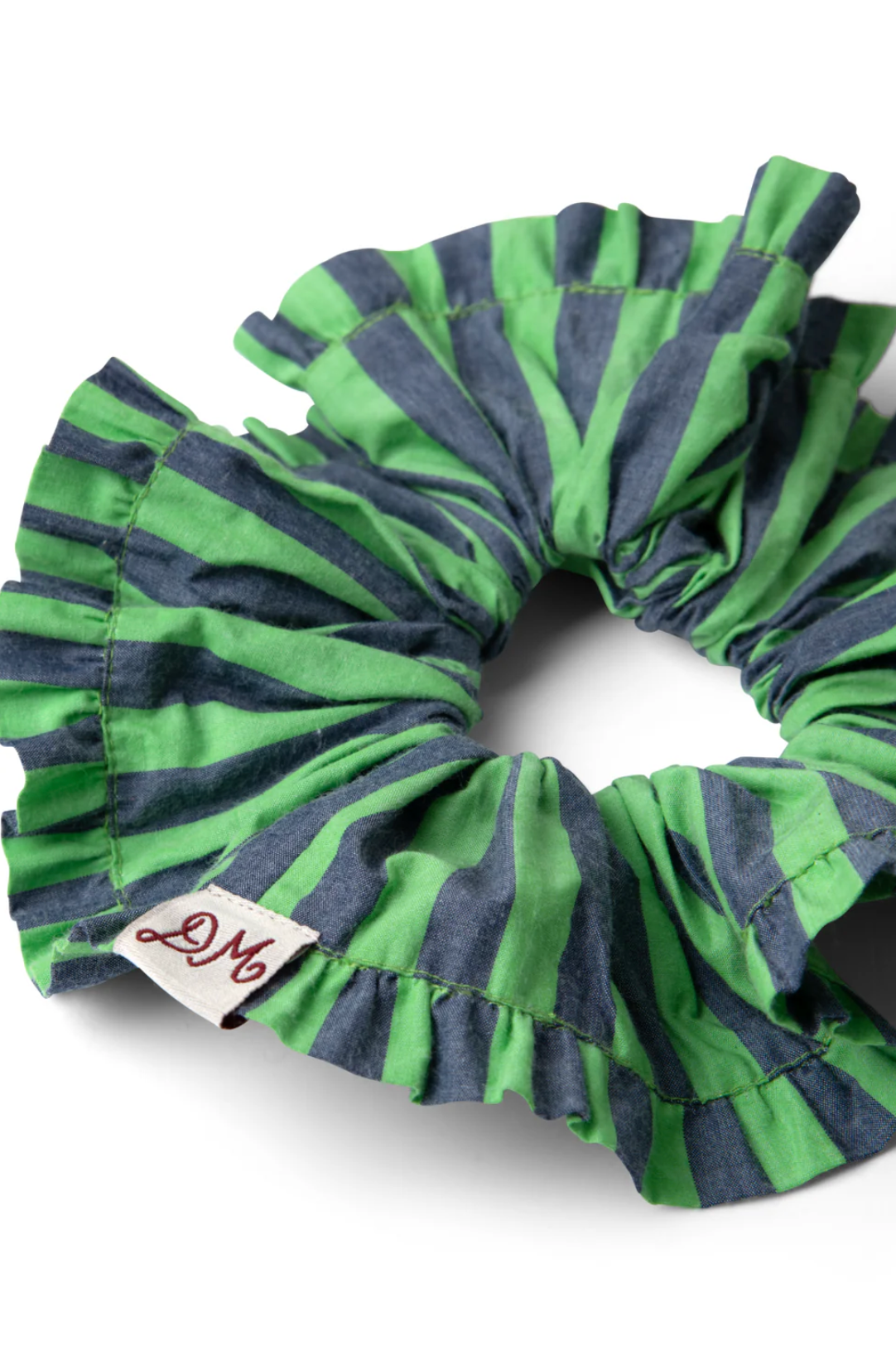 FRILL EDGE SCRUNCHIE | NAVY POP GREEN STRIPE