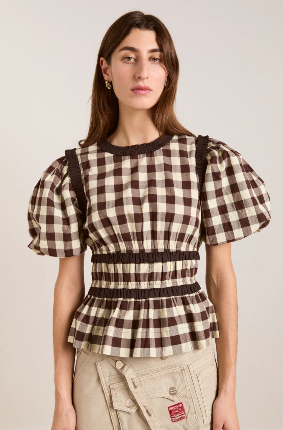 EVERLY RUFFLE BLOUS | BUTTER GINGHAM