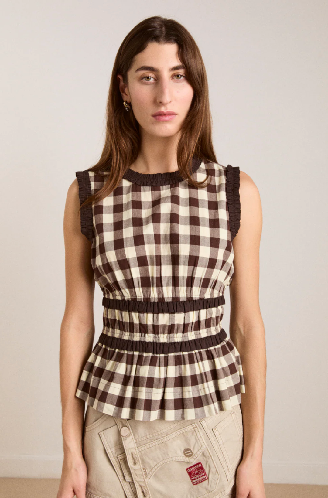 EVERLY RUFFLE BLOUS | BUTTER GINGHAM