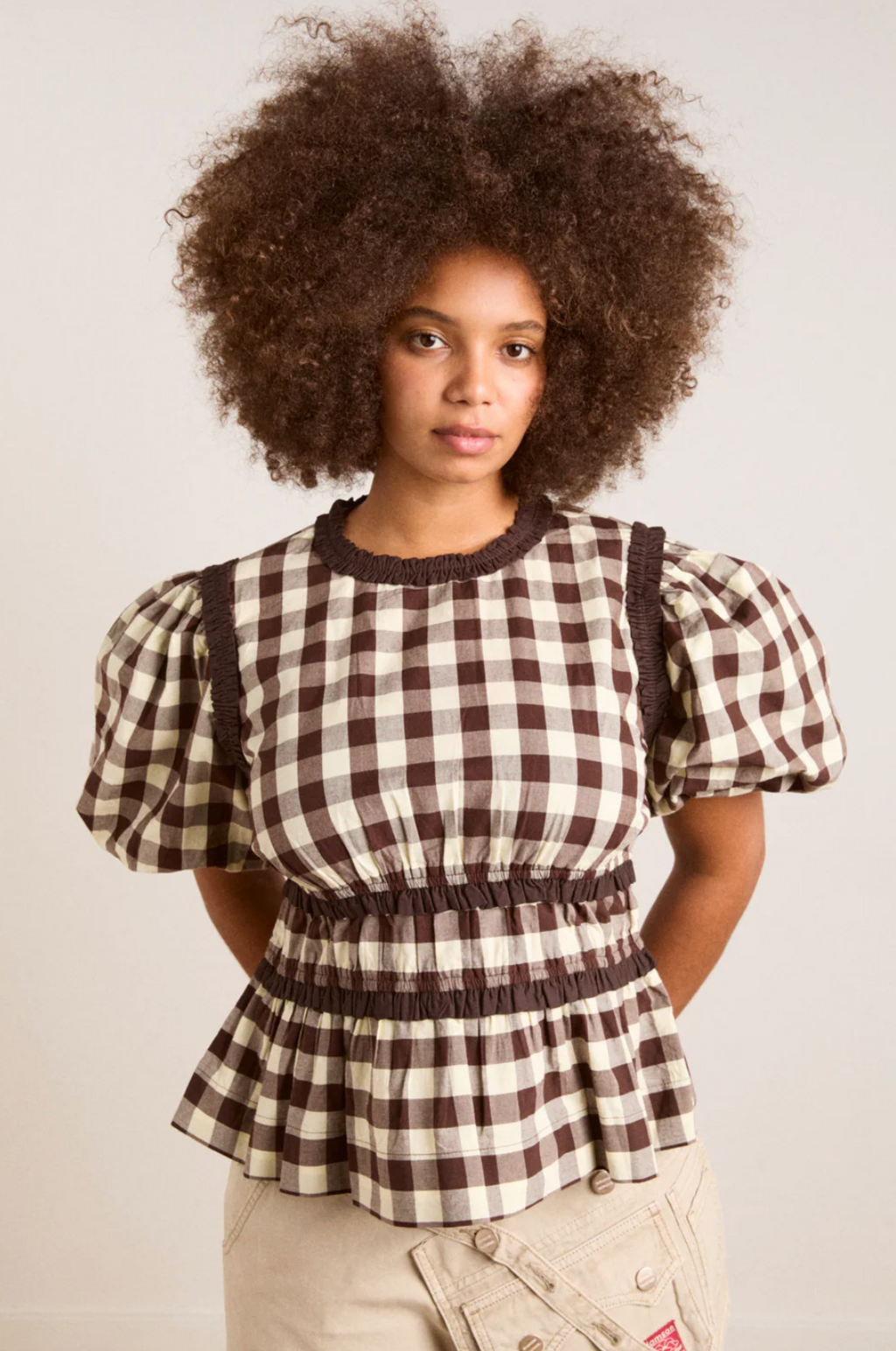 EVERLY RUFFLE BLOUS | BUTTER GINGHAM