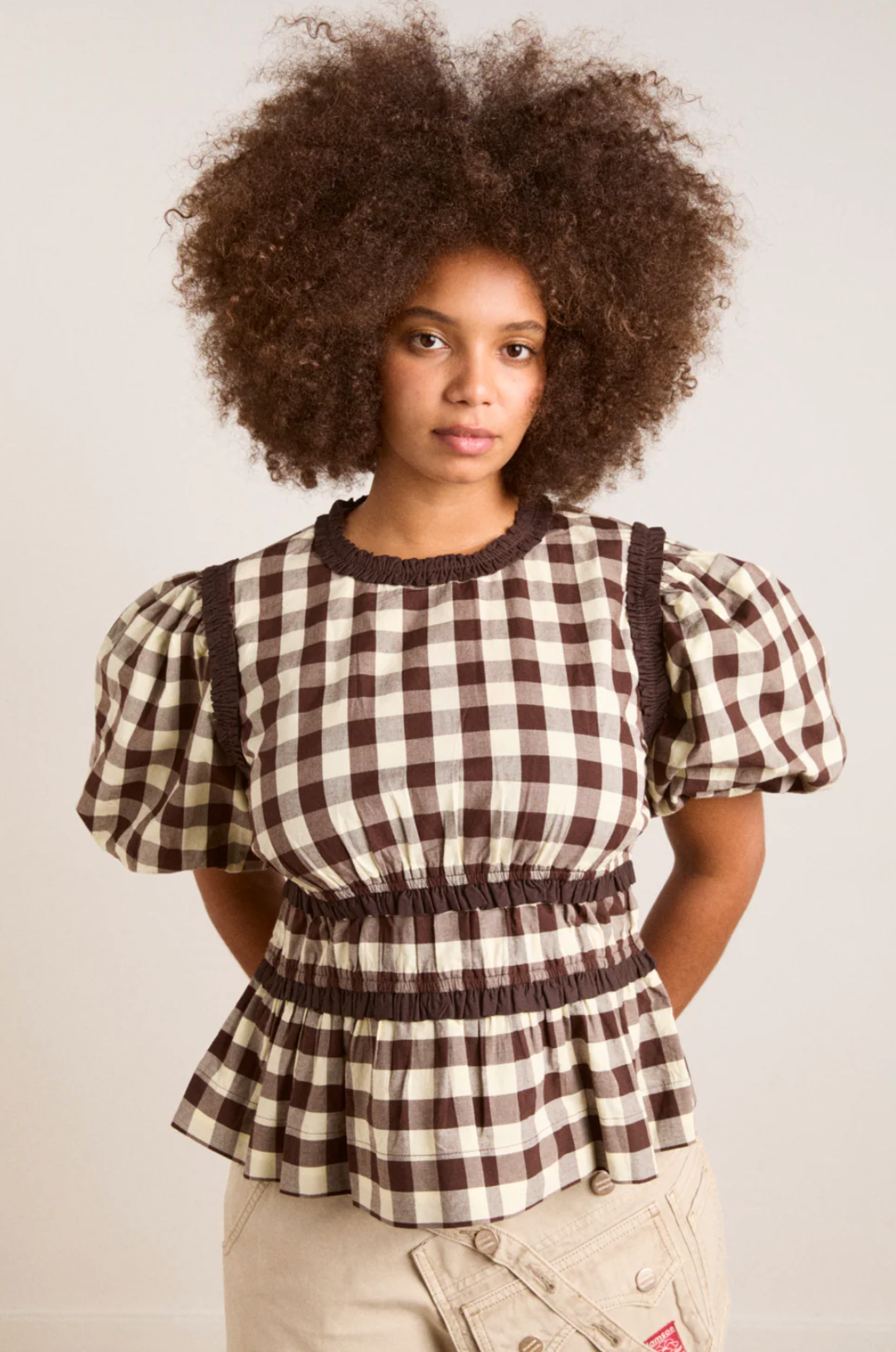 EVERLY RUFFLE BLOUS | BUTTER GINGHAM