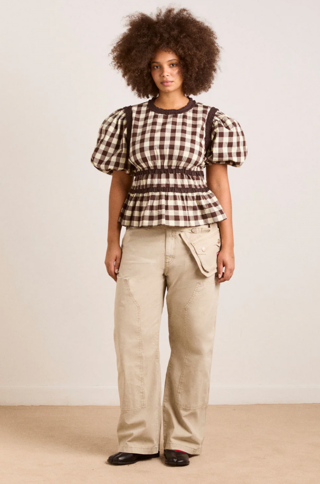 EVERLY RUFFLE BLOUS | BUTTER GINGHAM