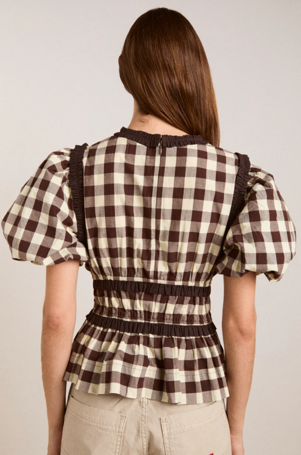 EVERLY RUFFLE BLOUS | BUTTER GINGHAM