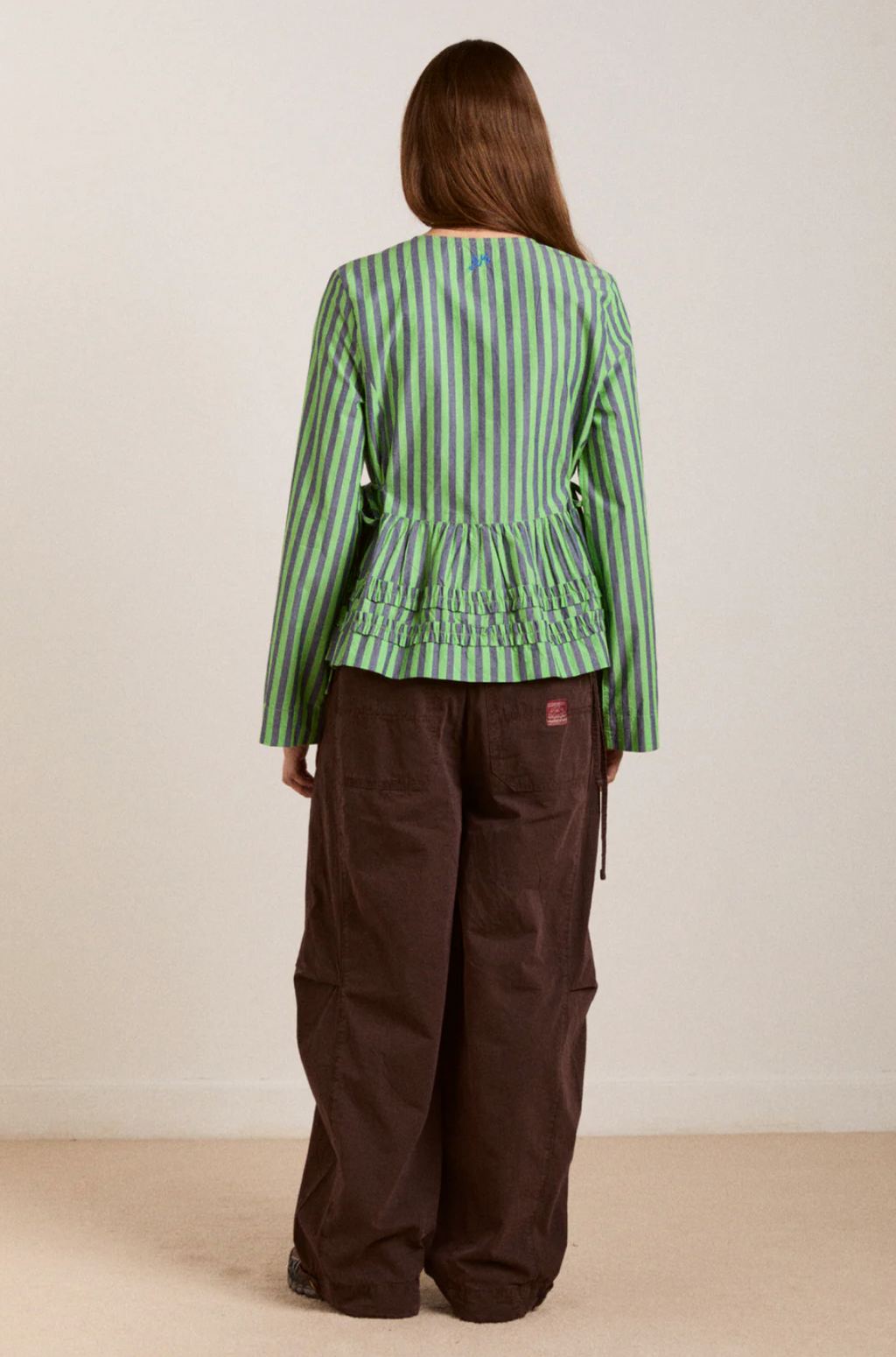MADISON BLOUSE | NAVY POP GREEN STRIPE