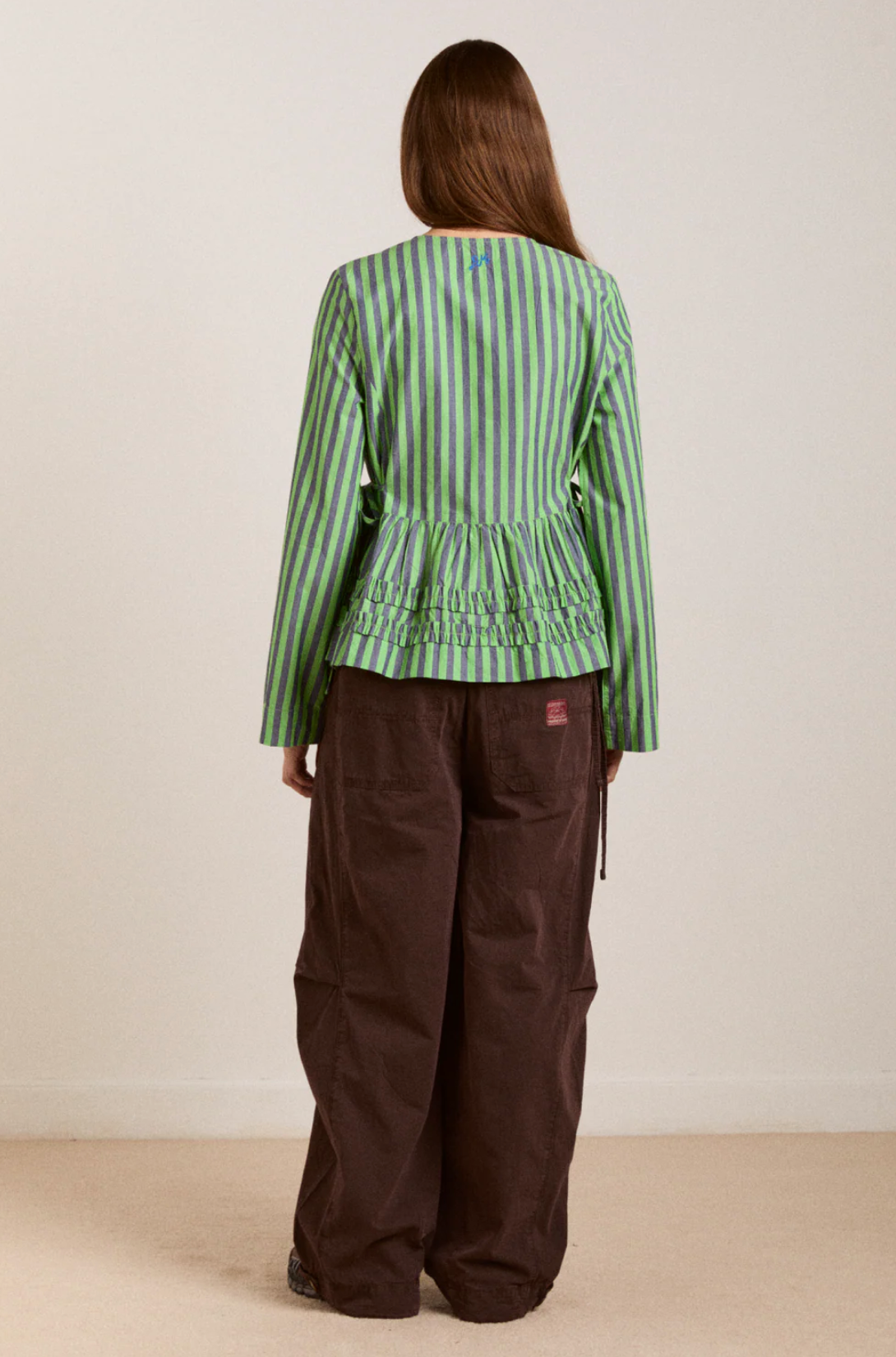 MADISON BLOUSE | NAVY POP GREEN STRIPE