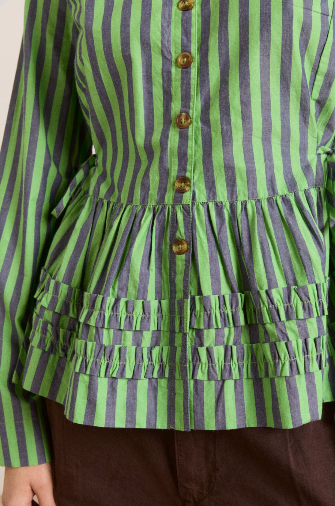 MADISON BLOUSE | NAVY POP GREEN STRIPE