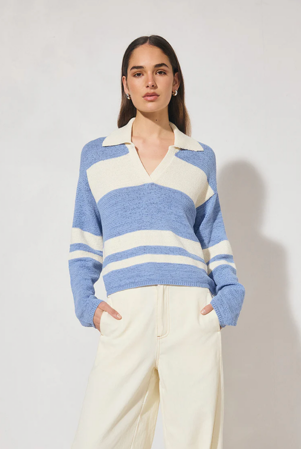 COSMO KNIT JUMPER | BLUE CREAM STRIPE