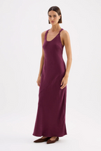 AMAYA CUPRO DRESS | MERLOT