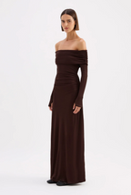 RUE MESH LS DRESS | RAISIN