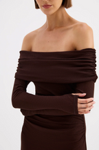 RUE MESH LS DRESS | RAISIN