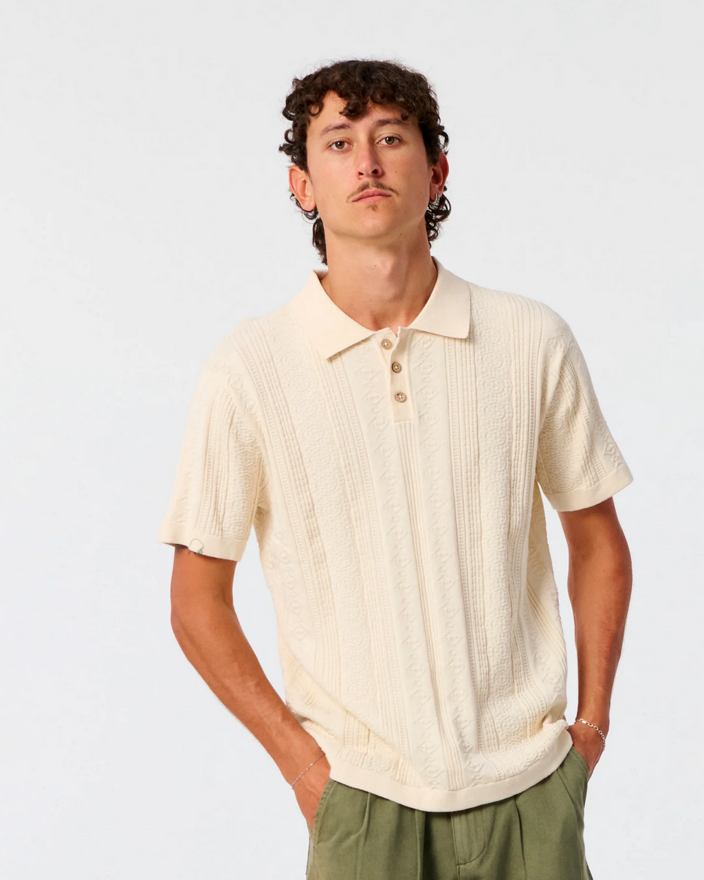 RAILS KNIT POLO | ECRU