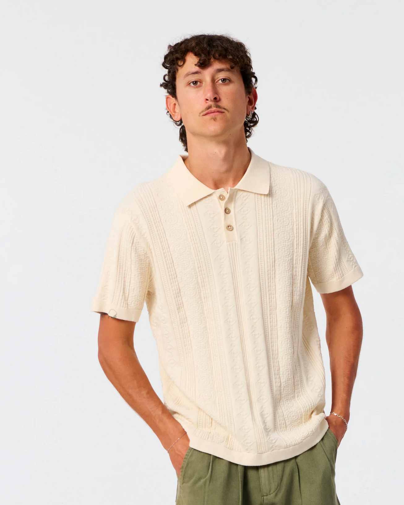RAILS KNIT POLO | ECRU
