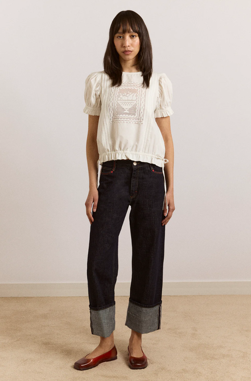 MABEL LACE INSERT BLOUSE | VINTAGE WHITE