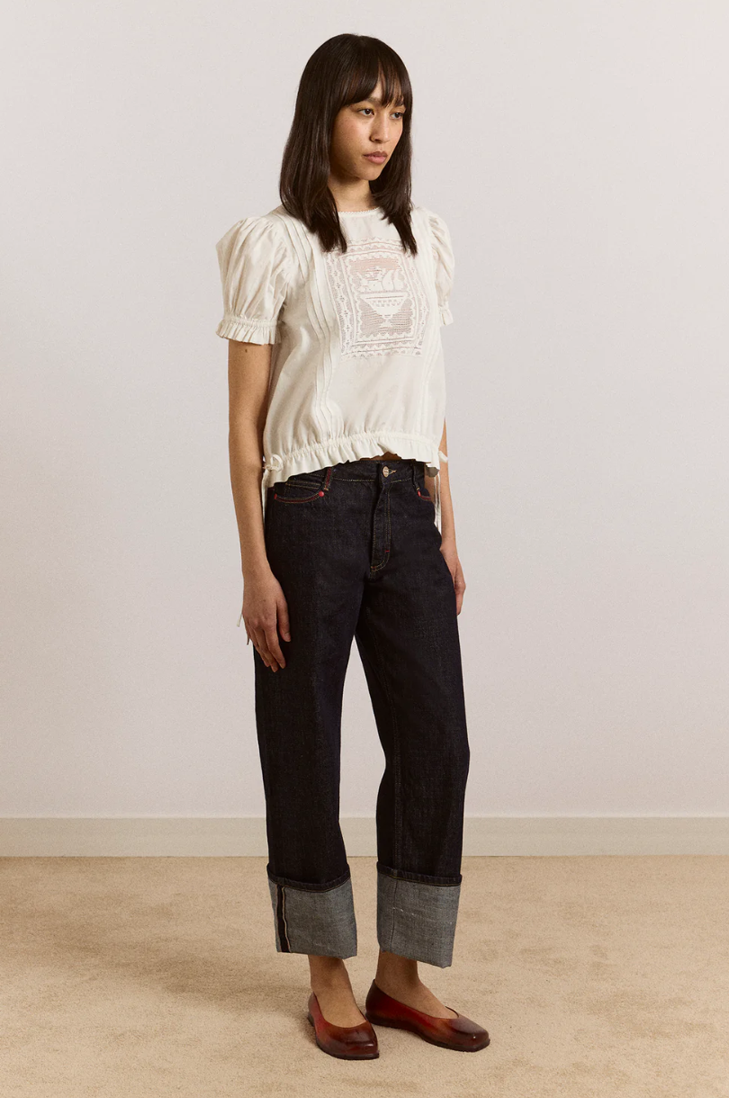MABEL LACE INSERT BLOUSE | VINTAGE WHITE