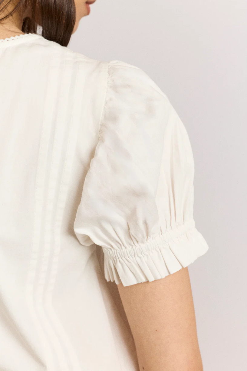 Damson Madder Mabel Lace Insert Blouse Vintage White