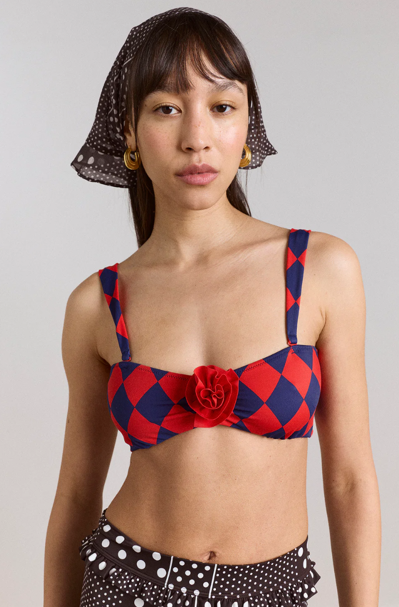 FRILL EDGE HEADSCARF | WASHED BLACK SPOT STRIPE PRINT
