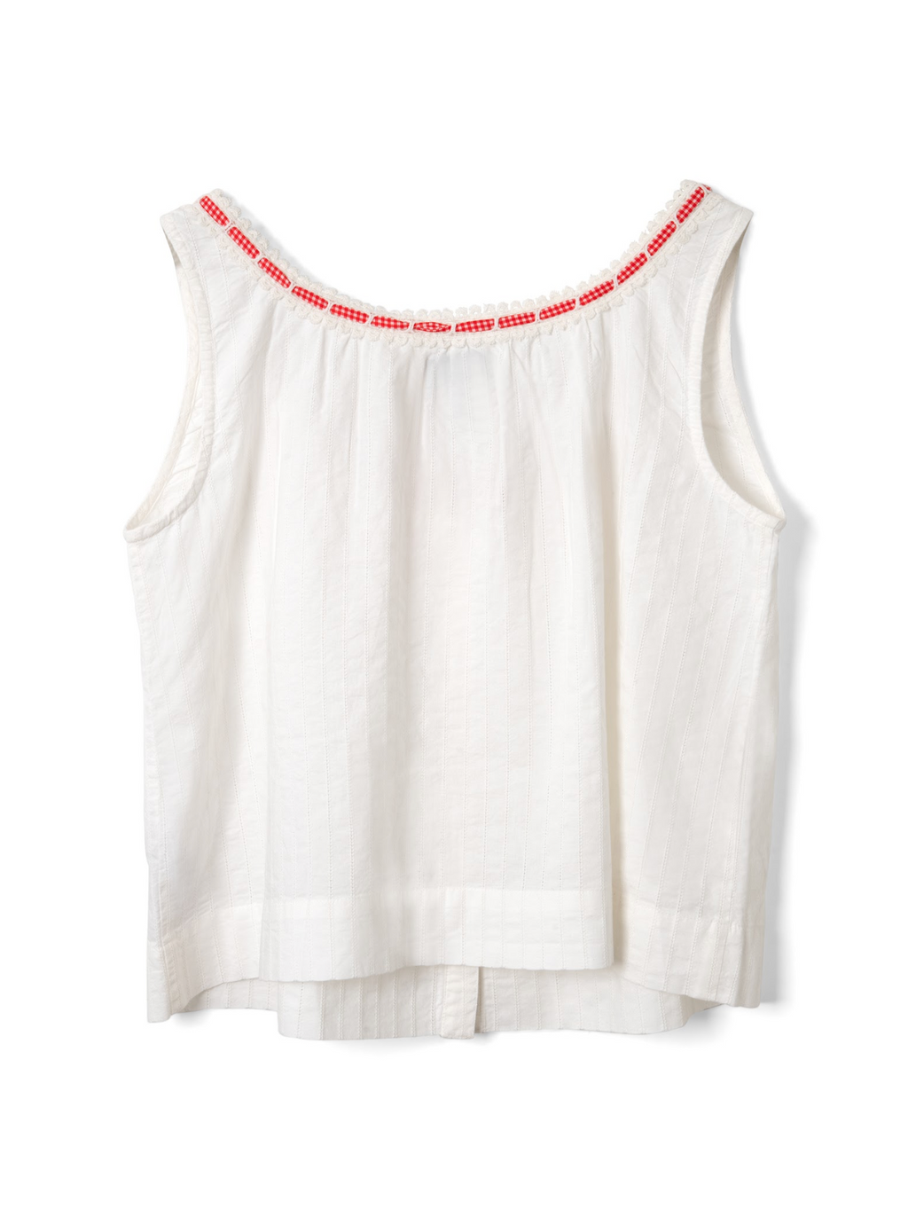ELODIE CAMI | WHITE WITH RED GINGHAM TIE