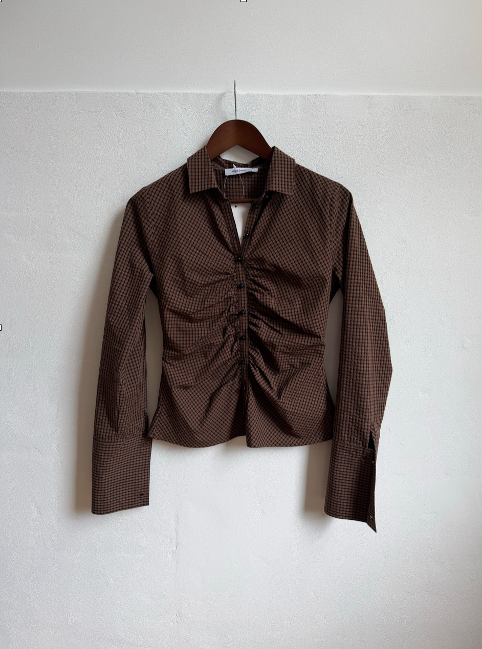 RUCHED FRONT SHIRT | CIOCCO CHECK