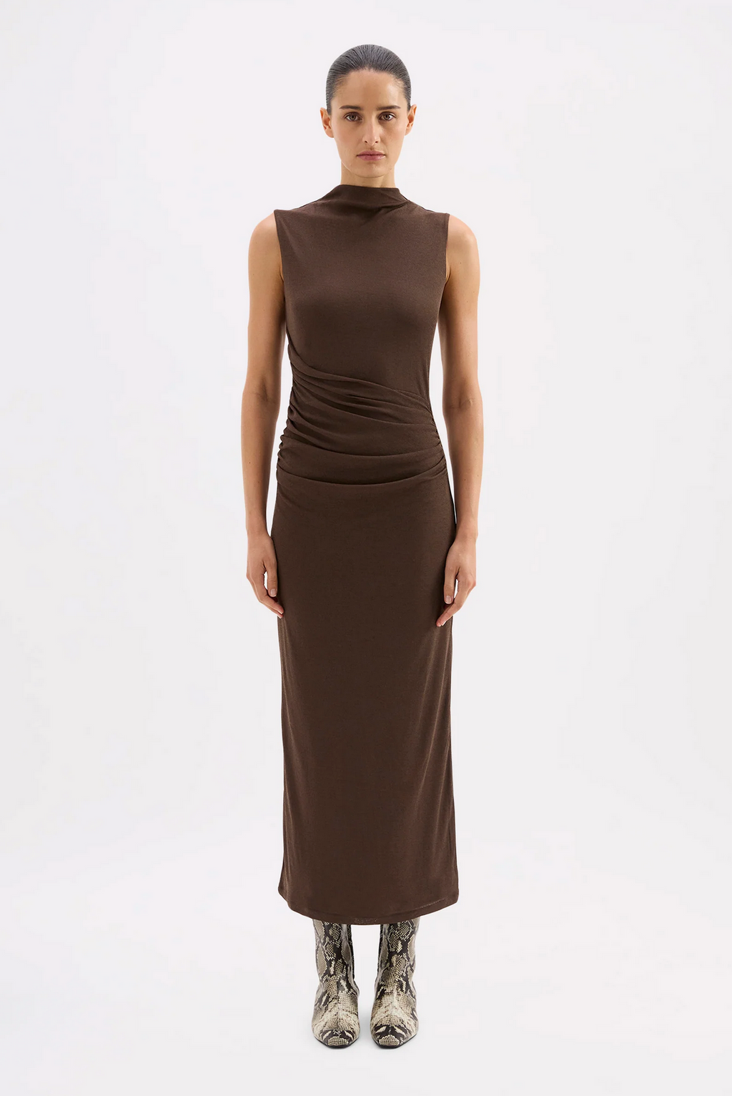 SARA MESH DRESS | WALNUT