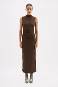 SARA MESH DRESS | WALNUT