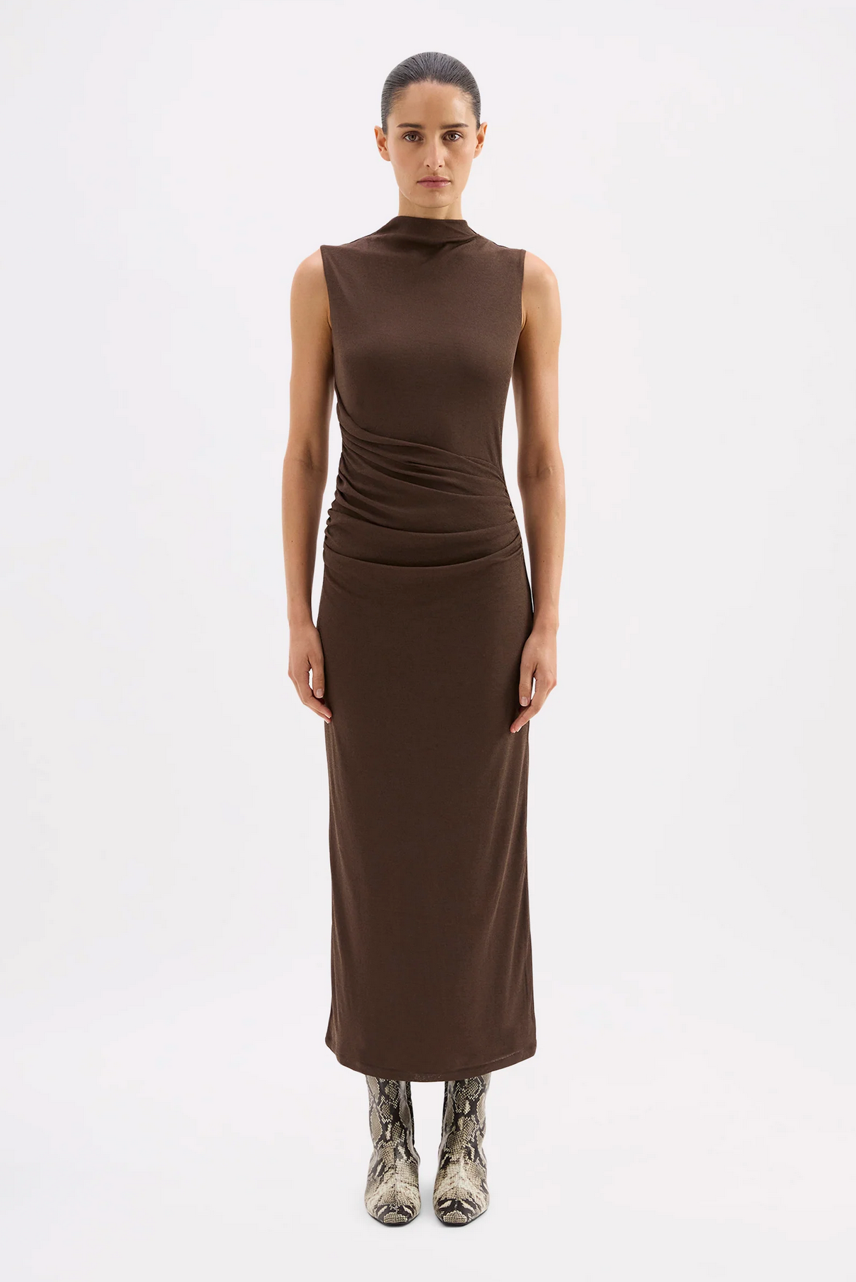 SARA MESH DRESS | WALNUT