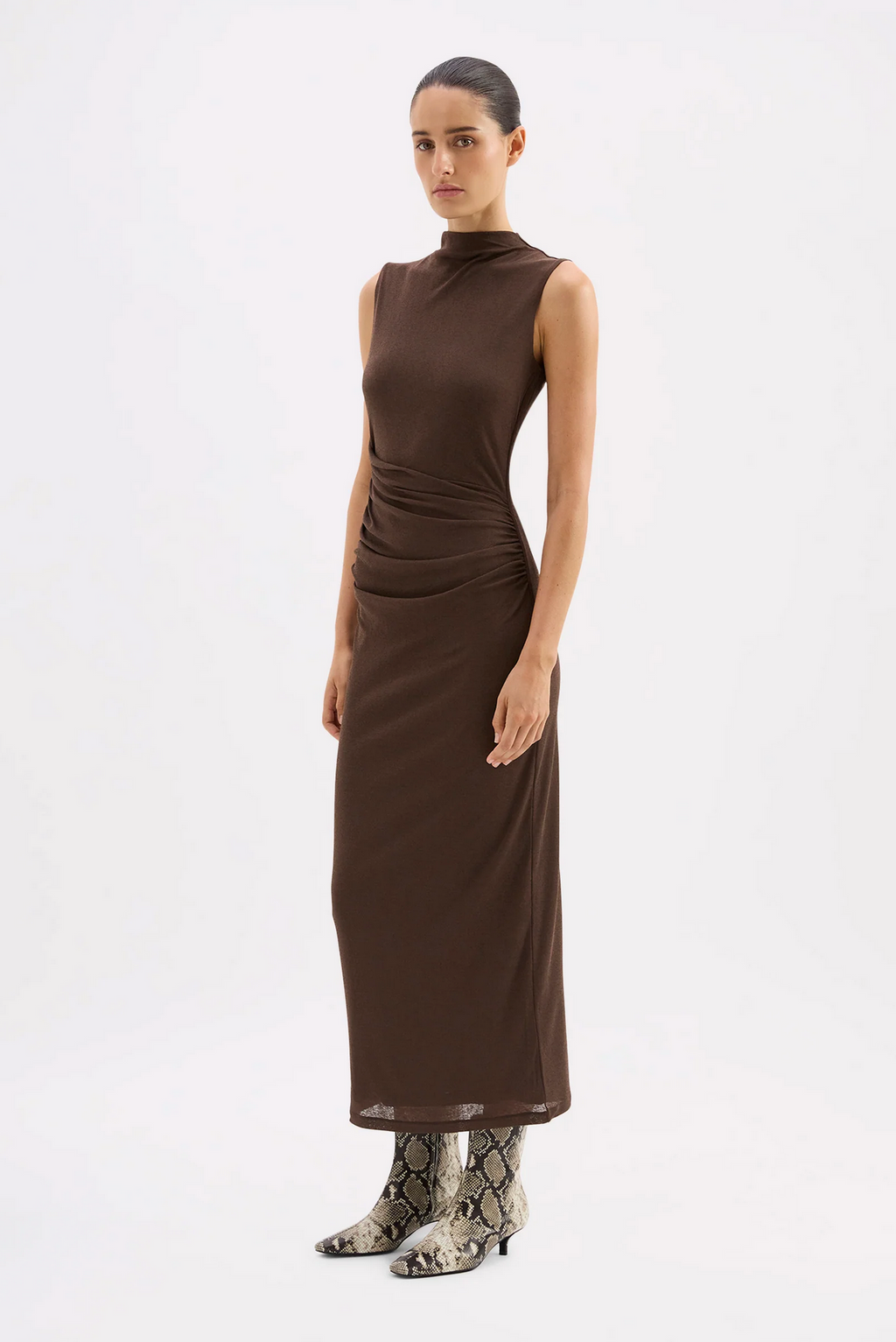 SARA MESH DRESS | WALNUT